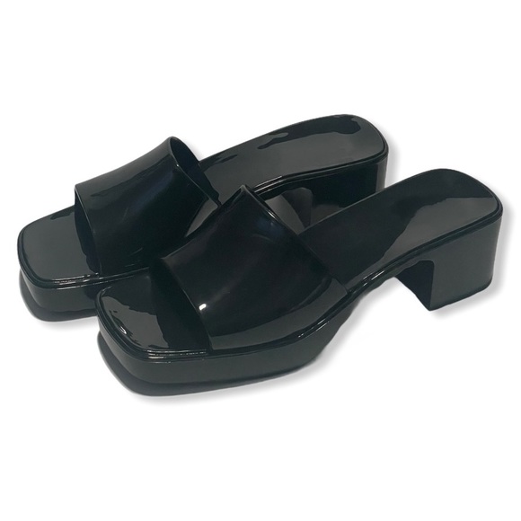 Black Jelly Block Heels - Picture 4 of 14